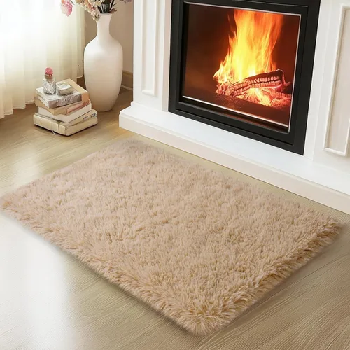 Vista 85 de Mugorn - Alfombras suaves y esponjosas de 2 x 3 pies para el hogar, alfombra pequeña con 4 mallas antideslizantes, color negro, 2 x 3 pies