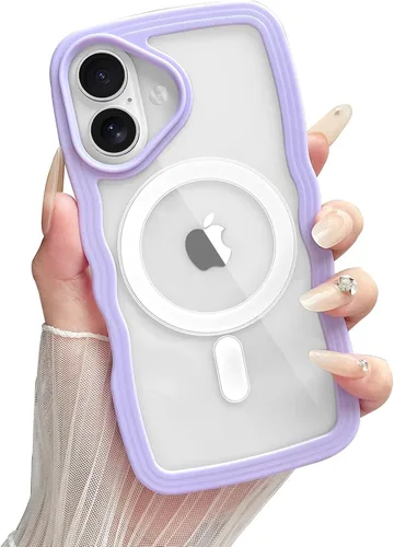 Vista 49 de Yeddabox Magsafe - Funda compatible con iPhone 13, diseño de ondas, lindo marco de colores de caramelo con ondas de agua, a prueba de golpes