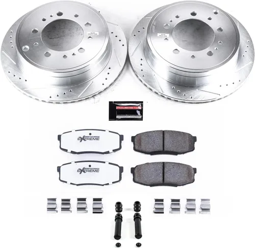 Vista 2 de Power Stop Kit de freno trasero para Lexus LX570 2008 2009 2010 2011 - Pastillas de freno de cerámica de fibra de carbono para camiones y remolques