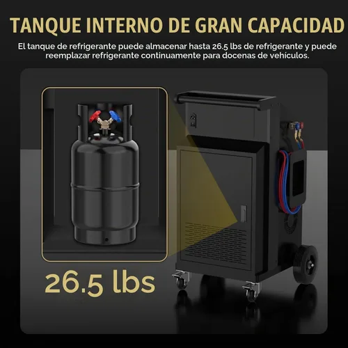 Vista 4 de LM707 Máquina automática de recarga de recuperación de CA, tanque interno de 26.5 lbs y escala de alta precisión incorporada (± 0.35 oz)