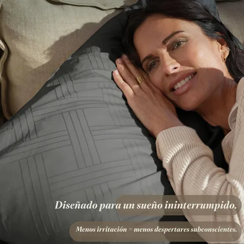 Vista 5 de Threadmill Sábanas para Cama Individual – 800 Número de Hilos Jacquard Celine Gris Oscuro, 100% Algodón Natural Juego de Cama de 3 Piezas a Rayas