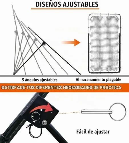 Vista 8 de 4x7ft Adjustable Volleyball Rebounder with Volleyball and Bag for Practice