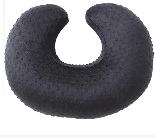Vista 3 de Funda de almohada de lactancia con lunares, funda de almohada de felpa para lactancia materna Funda para almohada de lactancia, transpirable, Negro