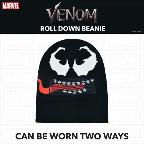 Vista 3 de Concept One Venom Intarsia - Gorro con puños enrollables, color negro, talla única, Negro
