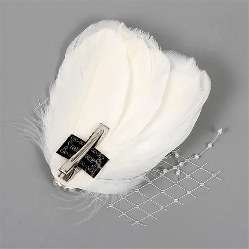Vista 6 de Fascinator - Pinzas para el pelo con plumas de pavo real, diadema art déco, accesorios de los años 20 para mujer