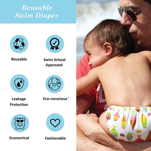 Vista 3 de Charlie Banana Pañal reutilizable y lavable para bebés para niños o niñas, cactus azul, talla L