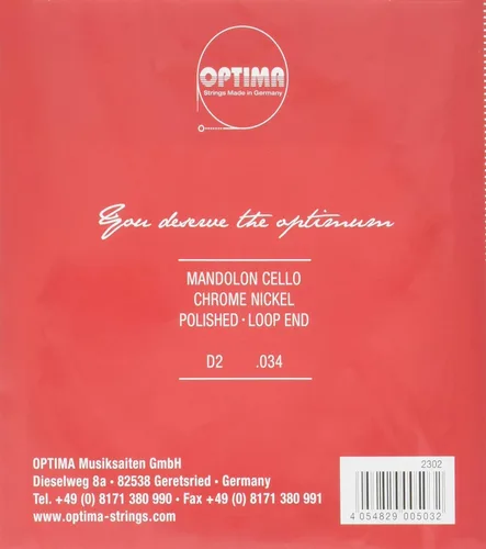 Vista 2 de OPTIMA Cuerda Mandocello Rojo 2D (2 Piezas) Nº 2302