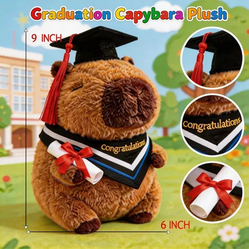 Vista 3 de Regalos de graduación - Muñeca de graduación Capybara de felpa de 9
