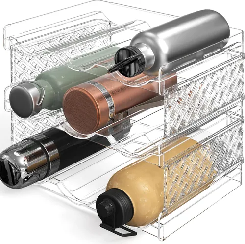 Vista 11 de Simple Houseware Organizador apilable de almacenamiento de vasos para botellas de agua de 2 niveles, transparente