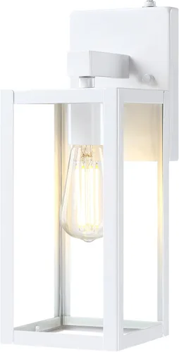 Vista 18 de GRUENLICH Faroles de pared grandes impermeables para exteriores, modernos apliques blancos para porche con pantalla de vidrio transparente, enchufe