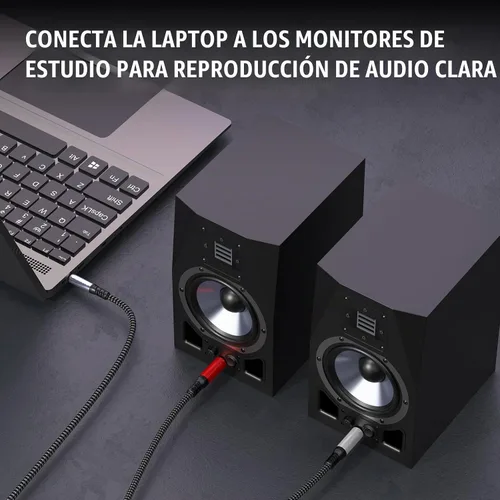 Vista 7 de Adaptador de cable de audio estéreo 1/8 a dual 1/4 TS mono Y Splitter compatible con iPhone, PC, tarjeta de sonido de computadora, mezclador
