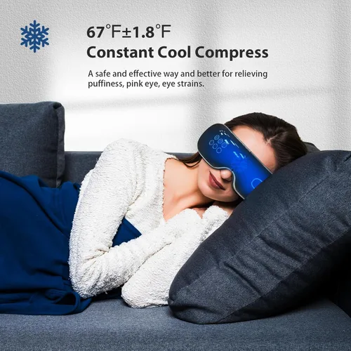Vista 2 de Masajeador ocular con calor y frío para migrañas, ojos secos - Máscara masajeadora de ojos para relajación, regalo para mujeres y hombres