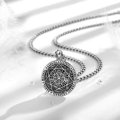 Vista 166 de CELESTIA Medallas de plata de ley 925 San Miguel/San Cristóbal/San Benito/San Gabriel/Virgen María/Jesús/Caravaca/Metatrón/Sello de los Siete