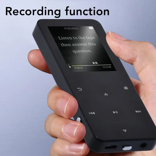 Vista 5 de Reproductor MP3 Z6 con Bluetooth 5.0, 96GB, radio FM, grabadora de voz, reproductor de música portátil, cuerpo de metal, sonido de alta fidelidad