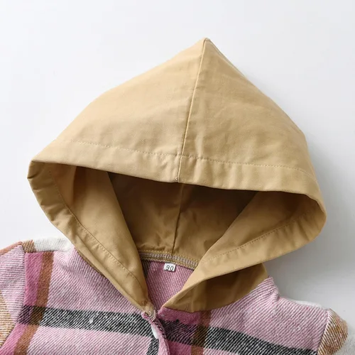 Vista 6 de Niños Niño Camisa De Franela Chaqueta Abrigos Con Capucha A Cuadros De Manga Larga Chaqueta Cárdigan Bebé Niños, Rosado, Mochilas Tote