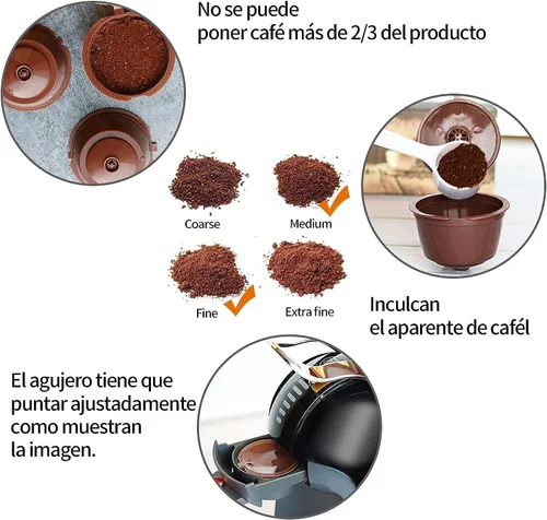 Vista 6 de Cápsulas de café reutilizables, paquete de 6 cápsulas de café rellenables coloridas recargables, compatibles con Dolce Gusto