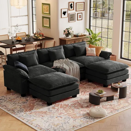Vista 19 de CDCASA Silla de acento de gran tamaño de 50'' con otomana Asiento extra ancho y profundo estilo sofá nube para sala de estar, dormitorio, rincón