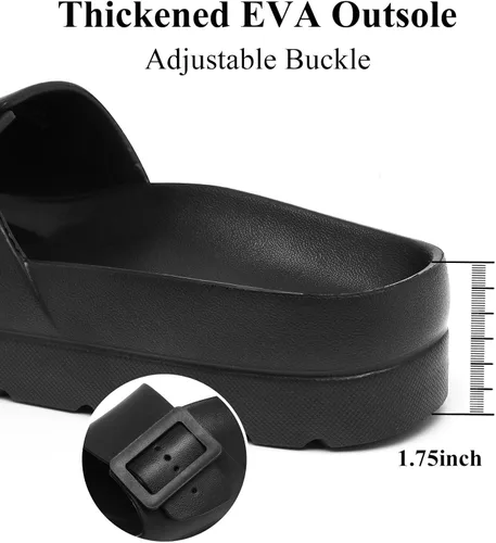 Vista 6 de Sandalias de plataforma para mujer con soporte de arco, hebilla ajustable, sandalias de playa para mujer, cómodas, ligeras, ultraacolchadas