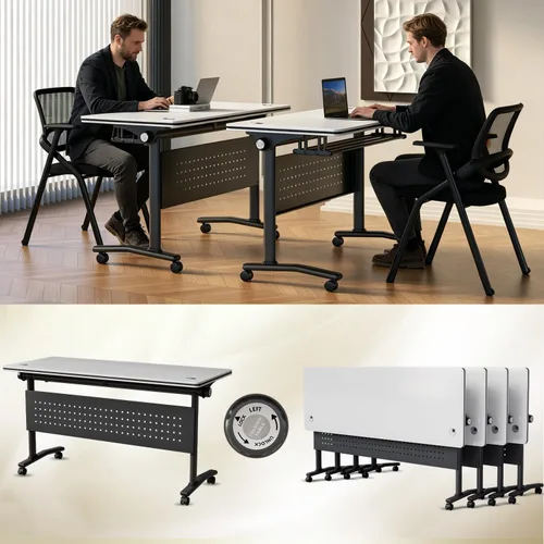 Vista 49 de Paquete de 4 mesas de conferencias plegables, mesa de entrenamiento modular Gris hierro profundo