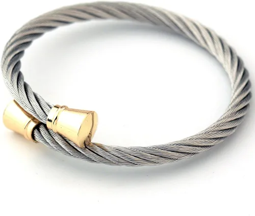 Vista 4 de CHRAN Pulsera trenzada de acero inoxidable de plata 7.4