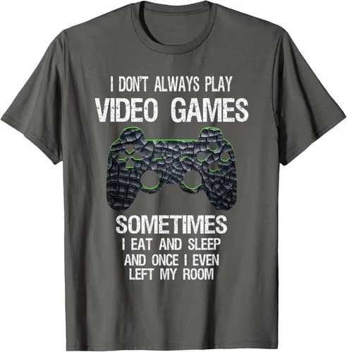 Vista 96 de Funny Gamer Video Games - Camiseta para niños y adolescentes, ajuste clásico, color negro, mezcla de algodón, Negro