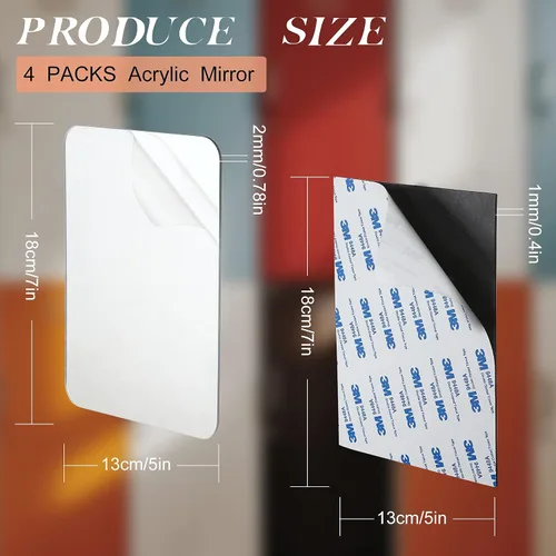 Vista 2 de Queekay Espejo magnético para taquilla, autoadhesivo, acrílico, hoja de espejo, calcomanías de pared de plástico flexible redondeado para sala
