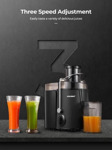 Vista 3 de Máquinas de exprimir, exprimidor HOUSNAT para frutas y verduras enteras con ajuste de 3 velocidades, versión mejorada con motor de 400 W