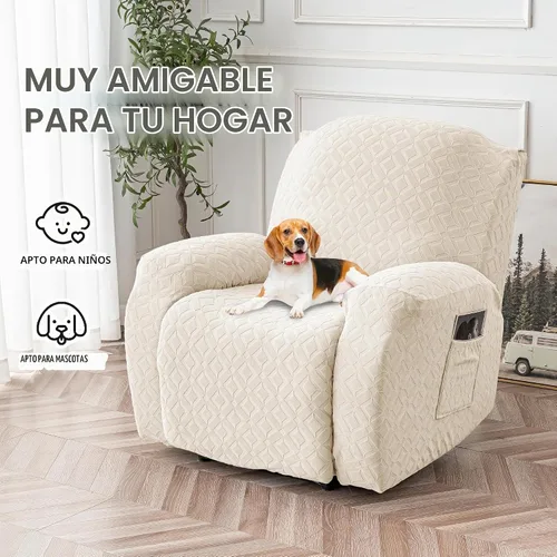 Vista 4 de Gennia Funda Impermeable para Silla Reclinable, Fundas Elásticas para Sofá Reclinable con Bolsillos, Fundas Lavables para Silla Reclinable Lazy Boy