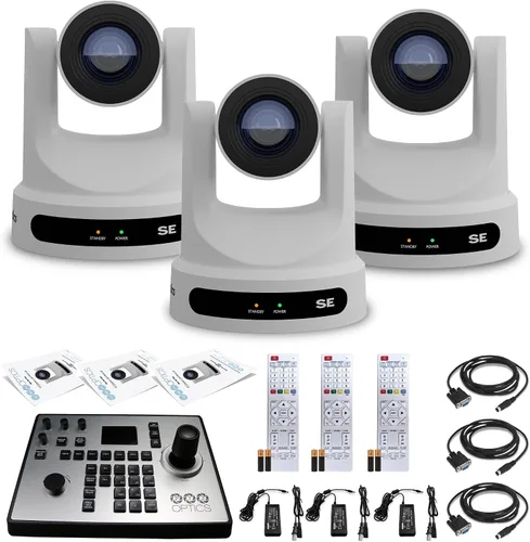 Vista 6 de 3 cámaras PTZ PTZOptics Move SE con zoom óptico de 20x (blanco) (PT20X-SE-WH-G3) + controlador PT-Joy-G4