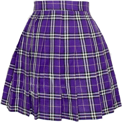 Vista 21 de Faldas plisadas a cuadros de cintura alta para mujeres y niñas, talla grande, uniforme escolar, mini disfraces de cosplay