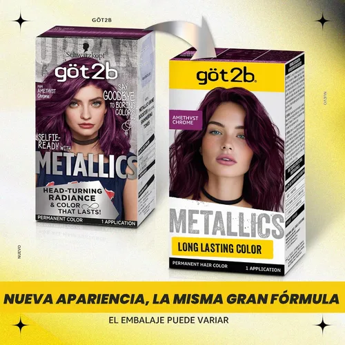 Vista 2 de got2b Metallics - Tinte permanente para el cabello, cromo amatista M69