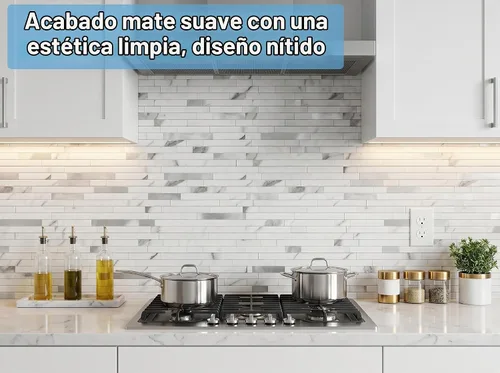 Vista 4 de Yipscazo Losetas en muro tipo azulejo, de metal y piedra, autoadhesivas, para cocina, baño, lavandería, cámper, chimenea