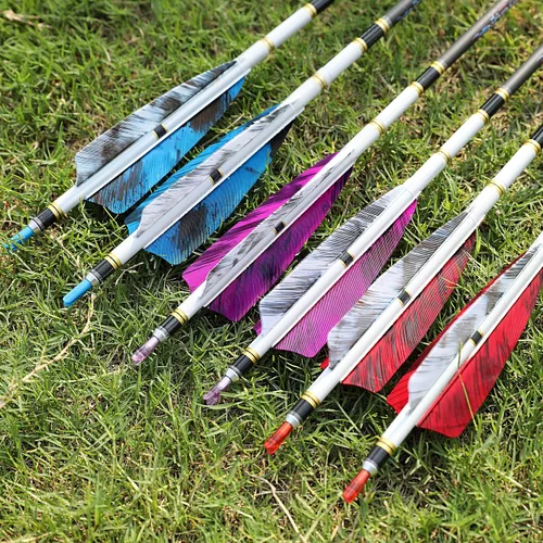 Vista 7 de AMEYXGS Paletas de flecha natural de 4 pulgadas con plumas de pavo con flechas de 4.2 in, veletas para flechas de bricolaje, accesorios de 50
