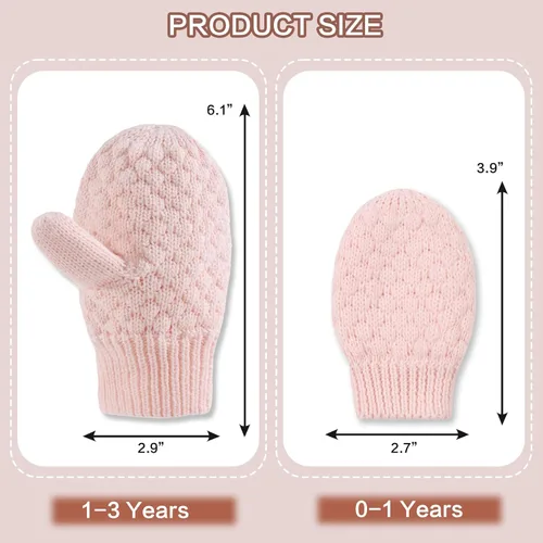 Vista 36 de Guantes de punto para bebés, niños y niñas, guantes de invierno para recién nacidos, guantes de 0 a 3 años