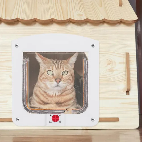 Vista 6 de NUOBESTY Puerta de gato con bloqueo para puertas interiores, material ABS, control de acceso bidireccional para mascotas, puerta para cachorros
