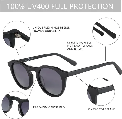 Vista 68 de ZENOTTIC Gafas de sol polarizadas redondas vintage para hombres y mujeres con protección UV400