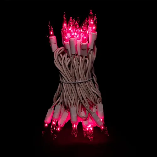 Vista 7 de MULTI-SPARKING Guirnalda de luces de Navidad rosadas, 35 unidades, incandescentes, mini luces de Navidad rosadas para árboles pequeños