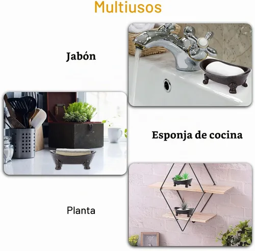 Vista 5 de Sumnacon Jabonera de hierro fundido para bañera, resistente soporte