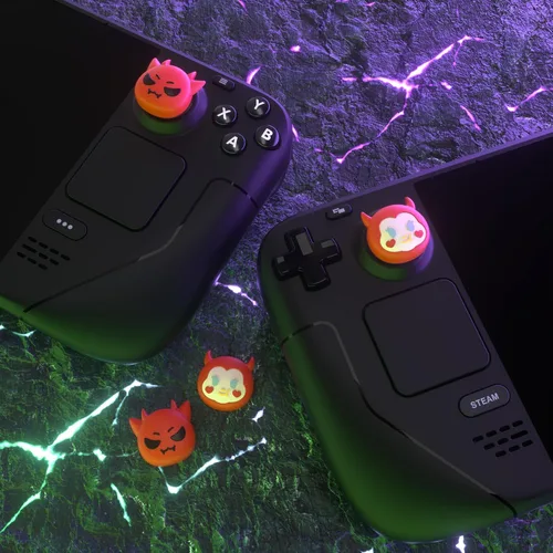 Vista 5 de PlayVital Halloween Thumb Grip Caps for Steam Deck LCD, Silicone Thumbsticks Grips Joystick Caps for Steam Deck OLED - Little Devils
