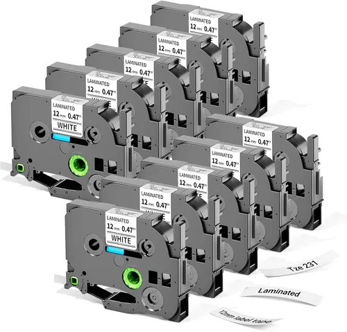 Vista 18 de TZe-251 - Recambio de cinta para etiquetadora de 0.945 in 0.94 compatible Negro sobre blanco