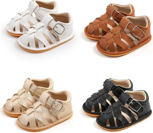 Vista 4 de RVROVIC Sandalias para bebés niños y niñas, zapatos de verano de primera calidad para exteriores, ligeras, suaves, antideslizantes, suela para niños