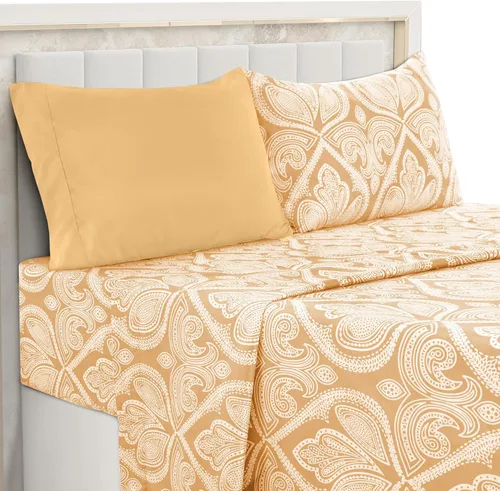 Vista 12 de LDC LUX Décor Colección - Juego de sábanas para cama de tamaño individual con estampado de cachemira – 4 piezas de sábanas de microfibra ultra