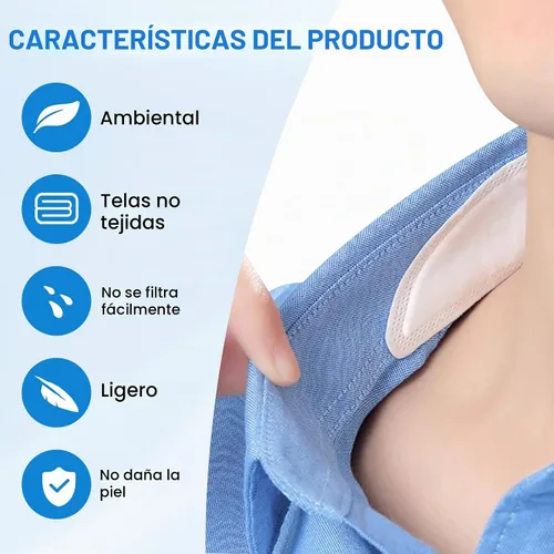 Vista 3 de 60 protectores de cuello para camisas de hombre, protector de camisa desechable, adhesivo contra el sudor
