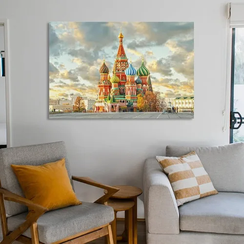 Vista 6 de Moscú - Cuadrado rojo popular cañón mural y edición de arte ruso, pósteres de pintura en lienzo, decoración de habitación, lienzo decorativo