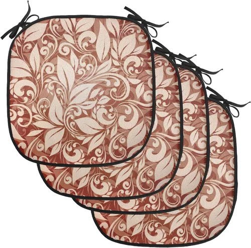 Vista 23 de Lunarable Floral Chair Cushion Pad, Flower Petal with Oriental Detail Culture Design, Seat Padding for Kitchen & Patio with Anti-Slip Backing