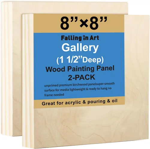 Vista 13 de Falling in Art Paquete de 2 paneles de lienzo de madera sin terminar, kit de paneles de madera de abedul de galería de 5 x 5, tablas de cuna de arte