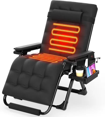 Vista 16 de Suteck Heated Zero Gravity Chair, 29" XL Oversized Reclining Lounge Chairs Dark Fossil Gray