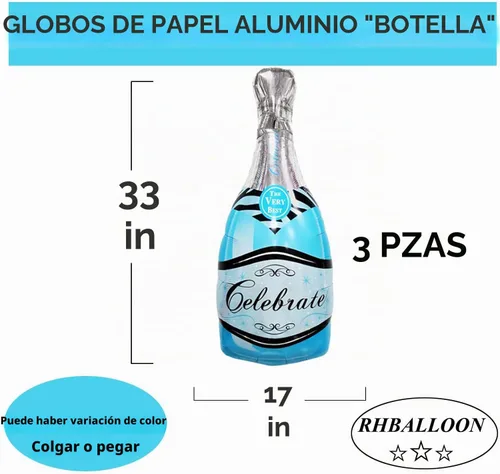 Vista 2 de Globos de boda, botella de champán, globos de botella azul, decoración de fiesta de boda, fiesta de cumpleaños, aniversario, telón de fondo