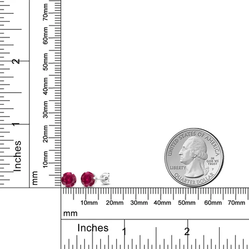 Vista 3 de Gem Stone King Aretes redondos de plata de ley 925 con piedra natal de 0.236 in para mujer
