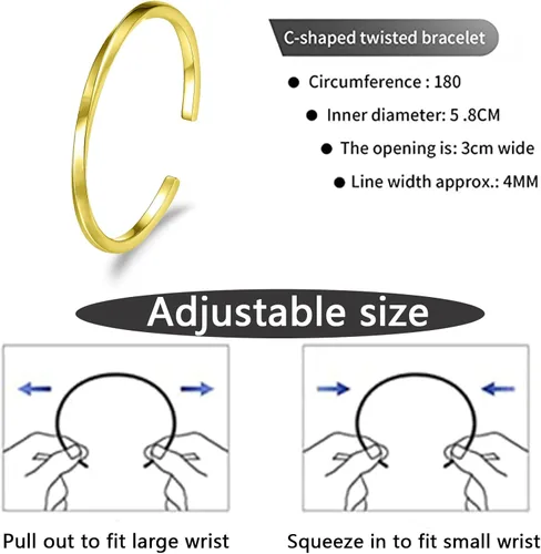 Vista 2 de HX SHARE Cuff Bracelets for Women 316 Stainless Steel Bracelet for Women Gold-Silver-Rose Gold Gifts for Girls and Women
